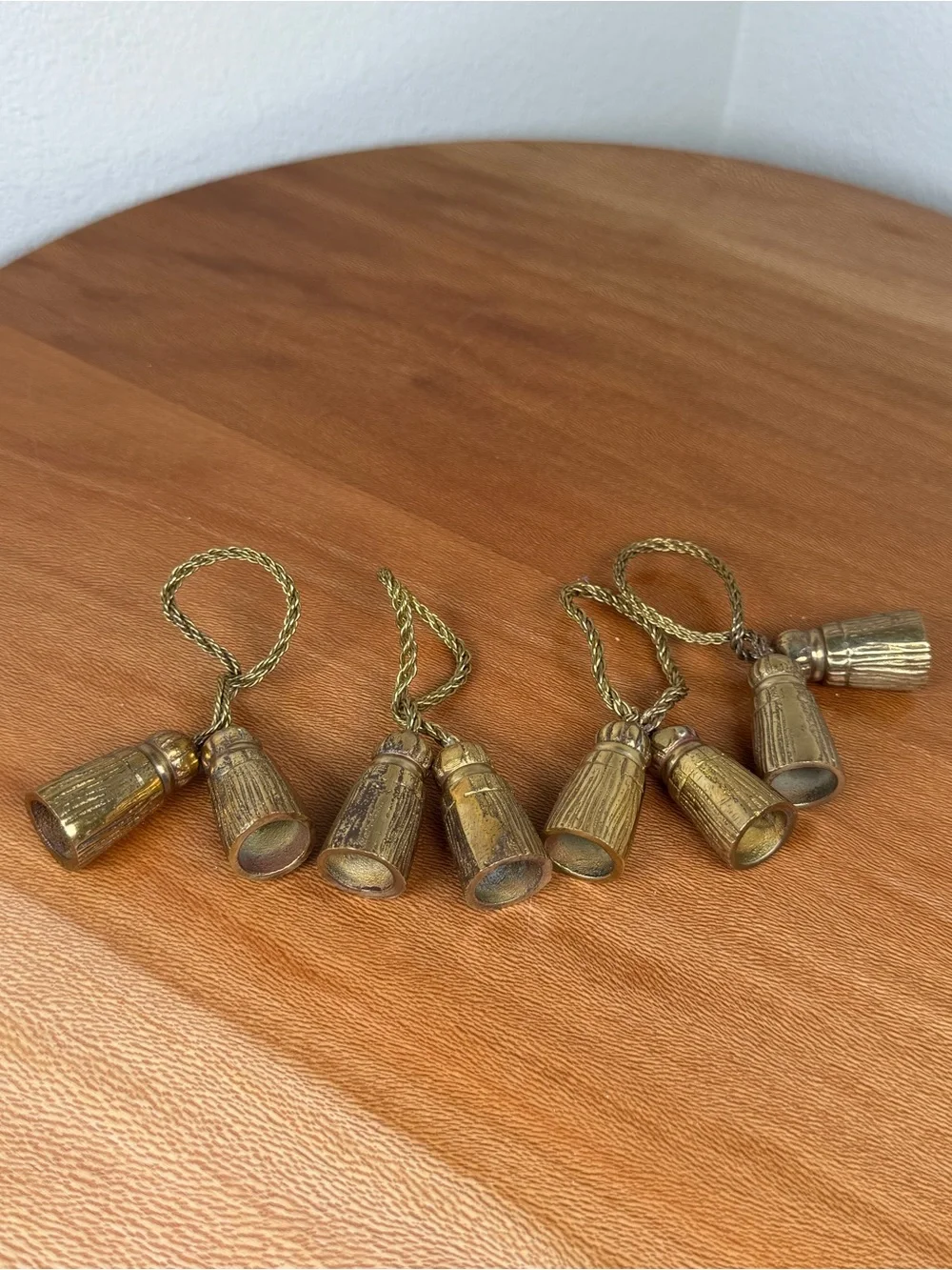 Vintage Brass twisted rope and tassels Napkin Rings SET OF 4